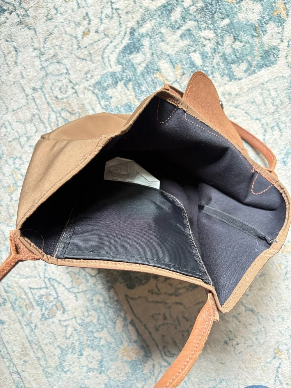 L.L Bean Traveler Roll Up Nylon Bag Packable Longchamp Style Leather Casual